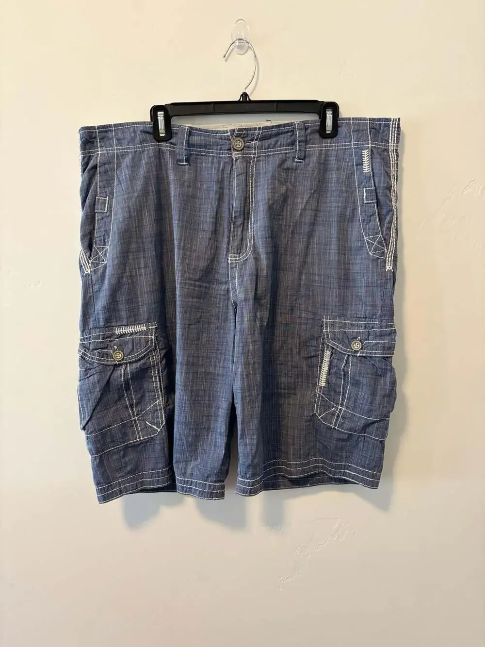 Buckle Black Thick Stitch Athletic Cargo Shorts Men’s Size 38 Blue Cotton